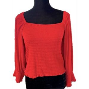 NWT Anthropologie Red Smocked Top